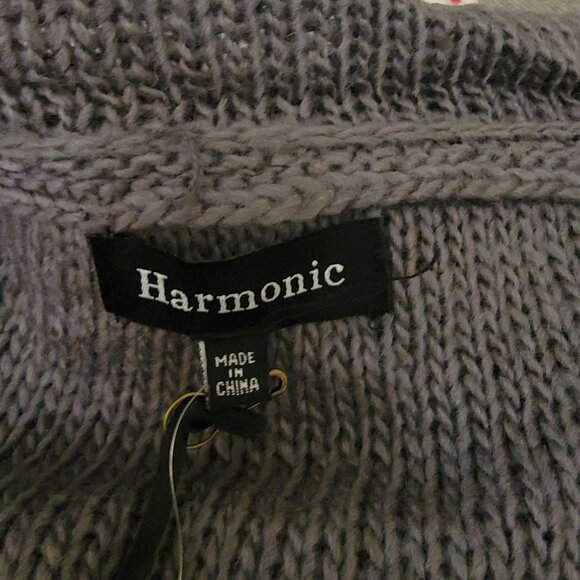 Harmonic Gray Y2K Sweater with Pockets and hood, NWT, Size M, $35 New Old Stock - Picture 5 of 9